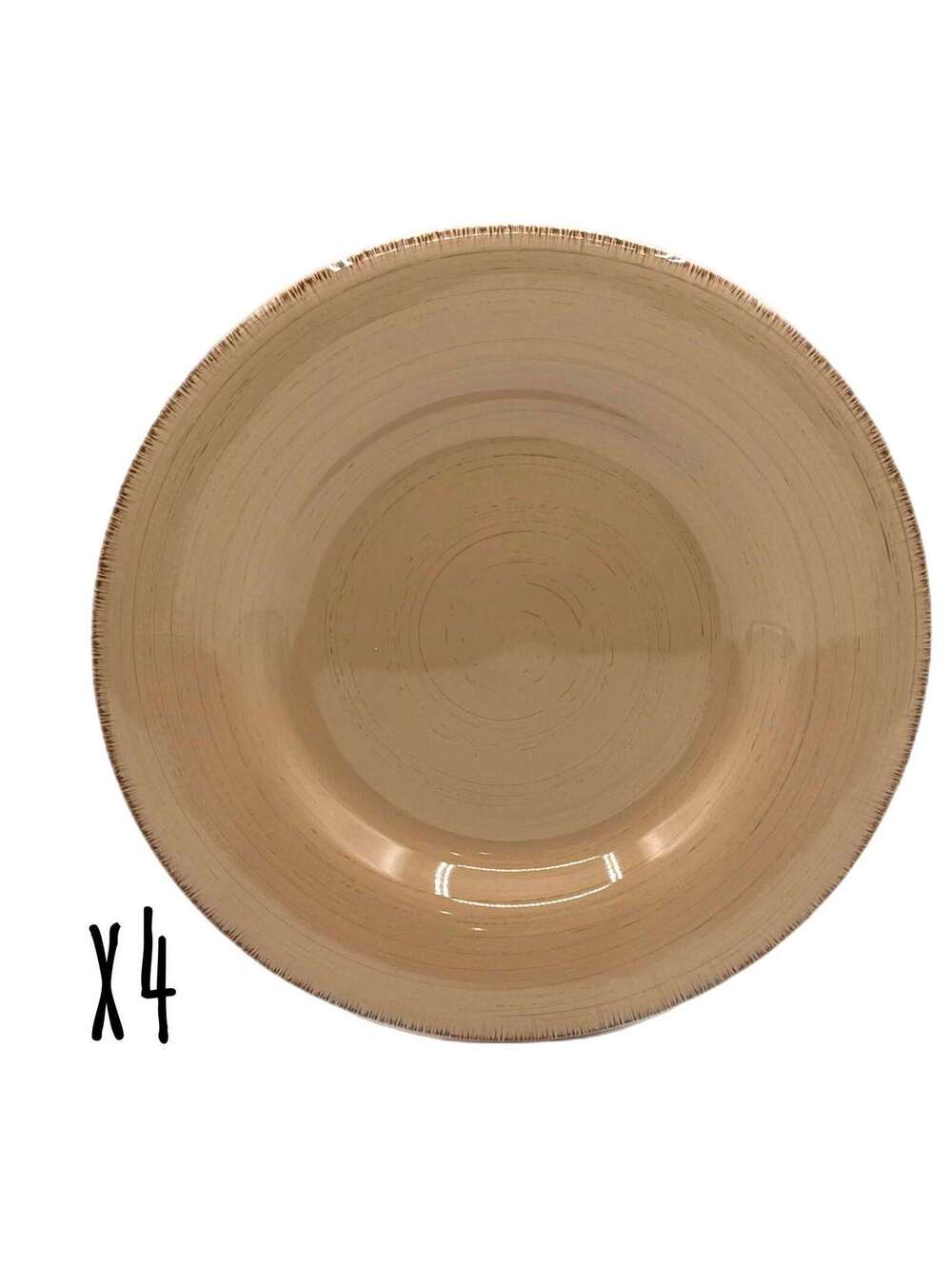 Set of 4 Vintage Williams Sonoma Outlet Brown Rustic Swirl 11” Dinner Plates